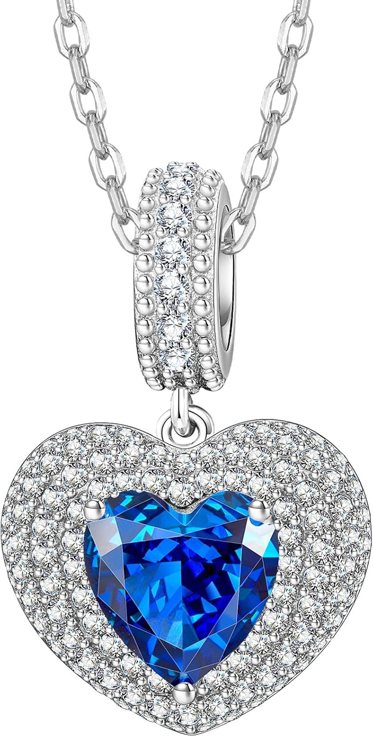 Kate Lynn Eternal Love Heart Necklaces for Women, White Gold Plat