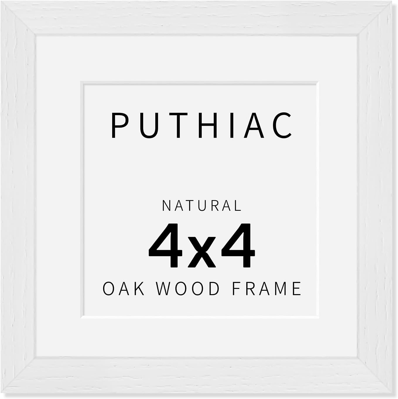 puthiac 4x4 Solid Oak Wood Picture Frame, Fits 3x3 with Mat  deal at Amazon