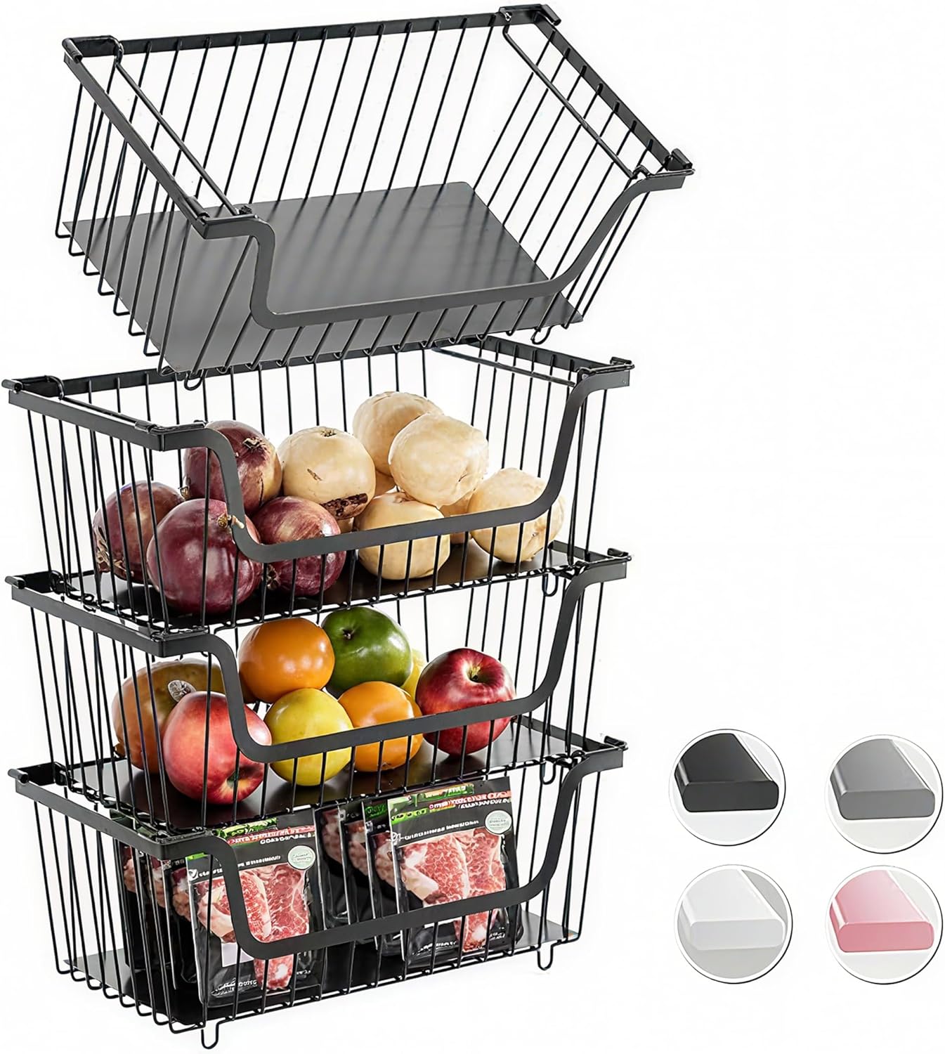 GAOKASE 4 Pcs Stackable Wire Baskets for Pantry Organizers a deal at Amazon