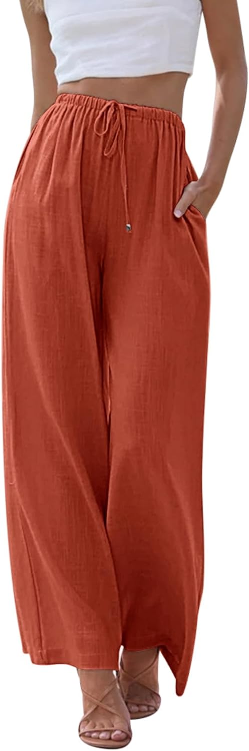UMIPUBO Womens Linen Pants High Waisted Wide Leg Trousers Su deal at Amazon