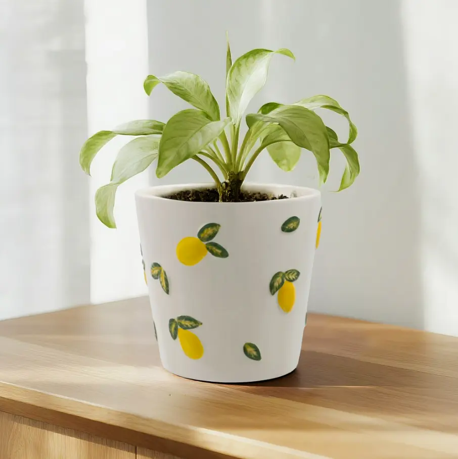 Round Cream and Yellow Ceramic Lemon Planter for ONLY $4.77 at Walmart