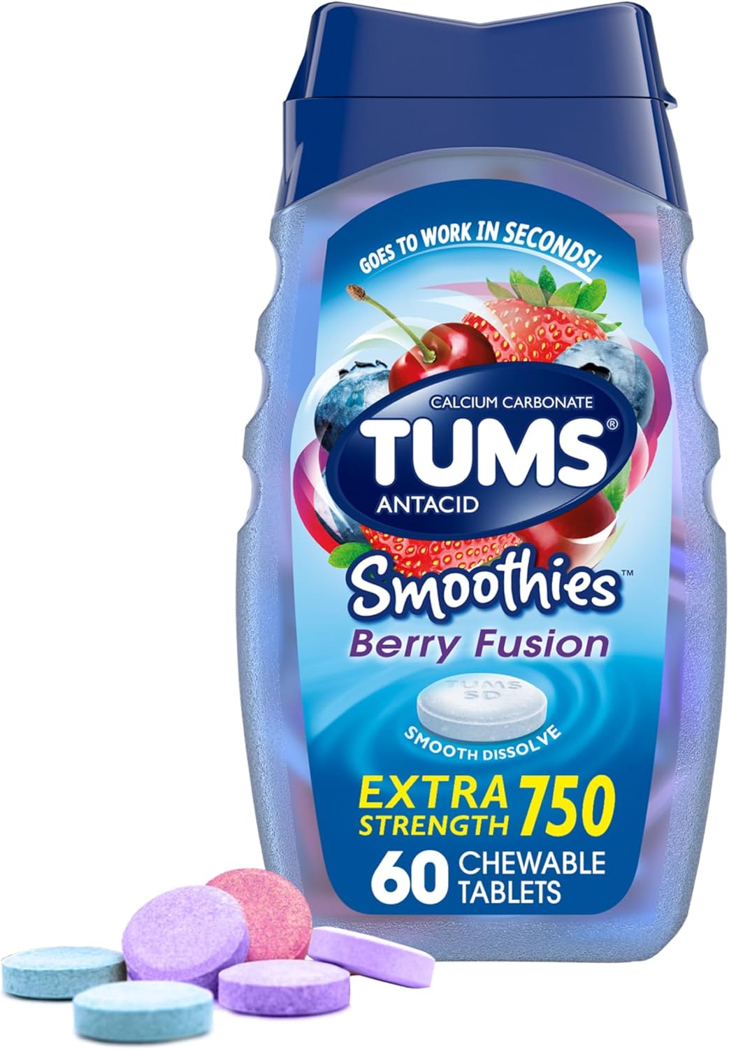 TUMS Antacid Smoothies Berry Fusion Tablets 60 Count deal at Amazon