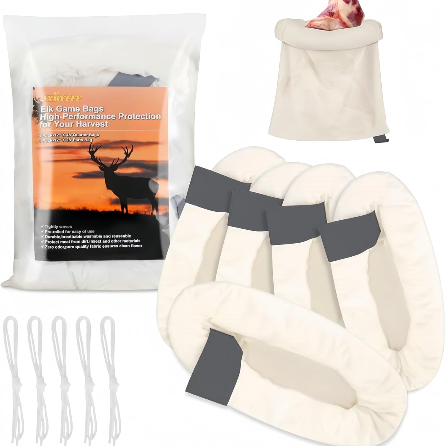 JXRYFFF Elk Game Bags Hunting Meat Bags 5 Pack | Field Dress deal at Amazon