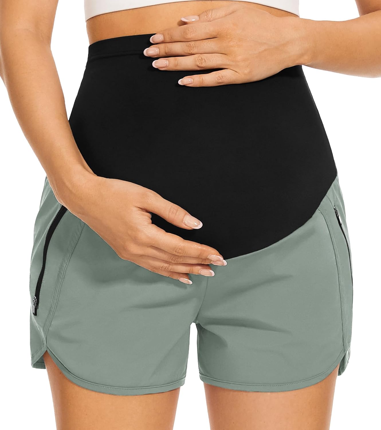 PACBREEZE Women's Maternity Shorts Over Belly Quick Dry Work deal at Amazon