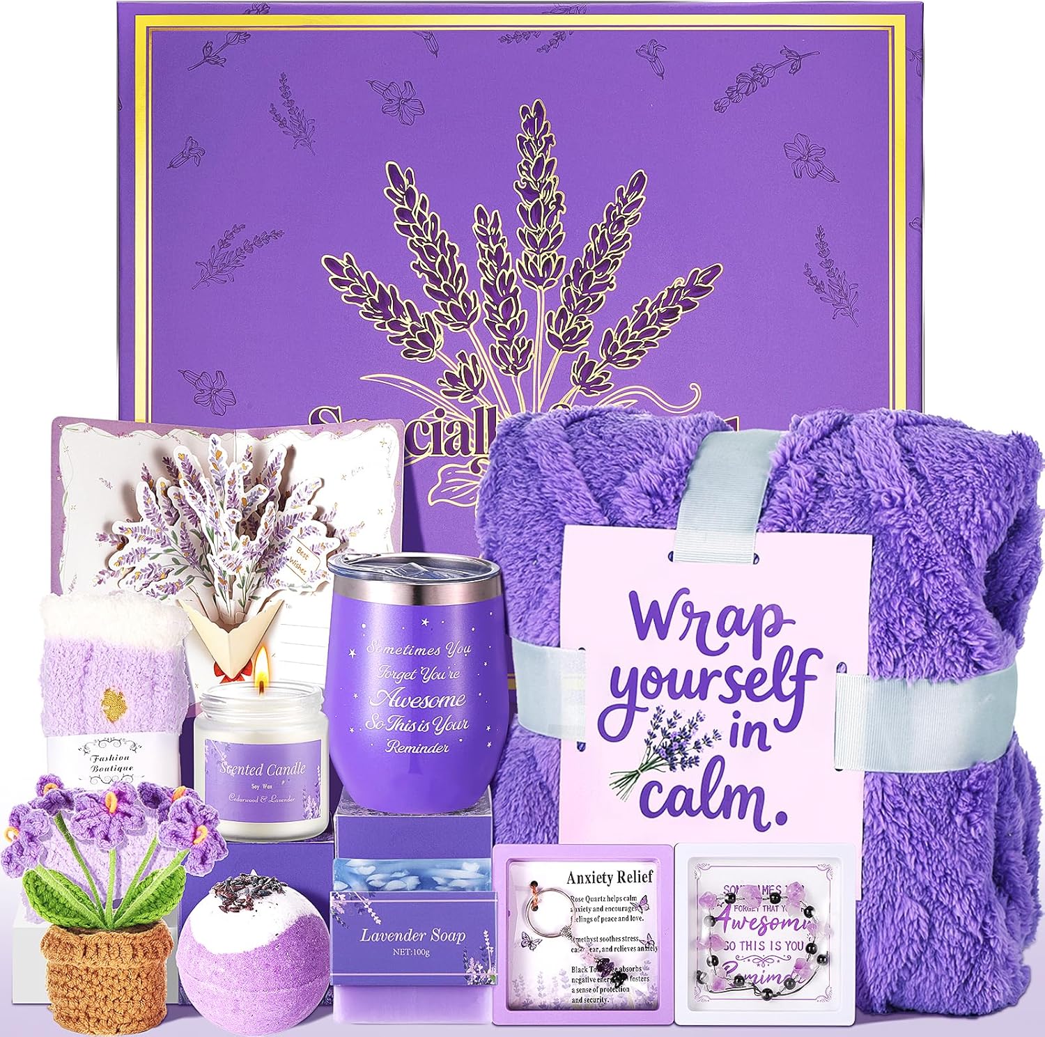 Mothers Day Gifts for Mom Wife Grandma,Lavender Self Care Gift Ge