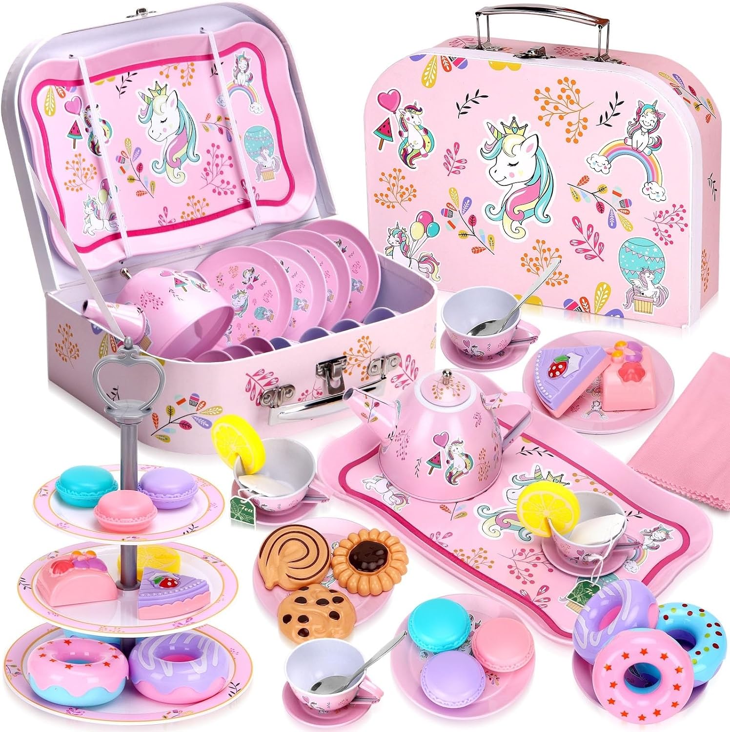 Auney Tea Set Girls Toys 36pcs, Tin Unicorn Tea Party Set To deal at Amazon