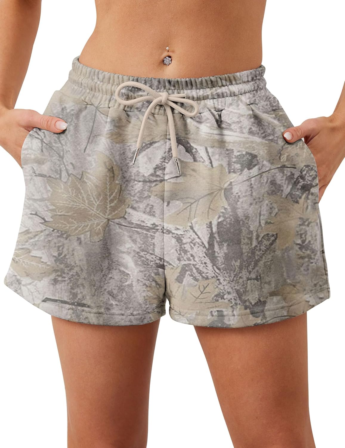 Eutten Women Camo Sweat Shorts Casual Elastic Waist Lounge S deal at Amazon