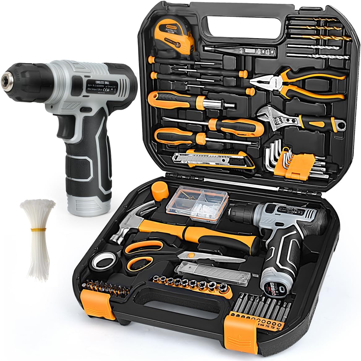 SOARFLY Upgradd 180 Piece Tool Set - Tool Box with 8V Cordle deal at Amazon