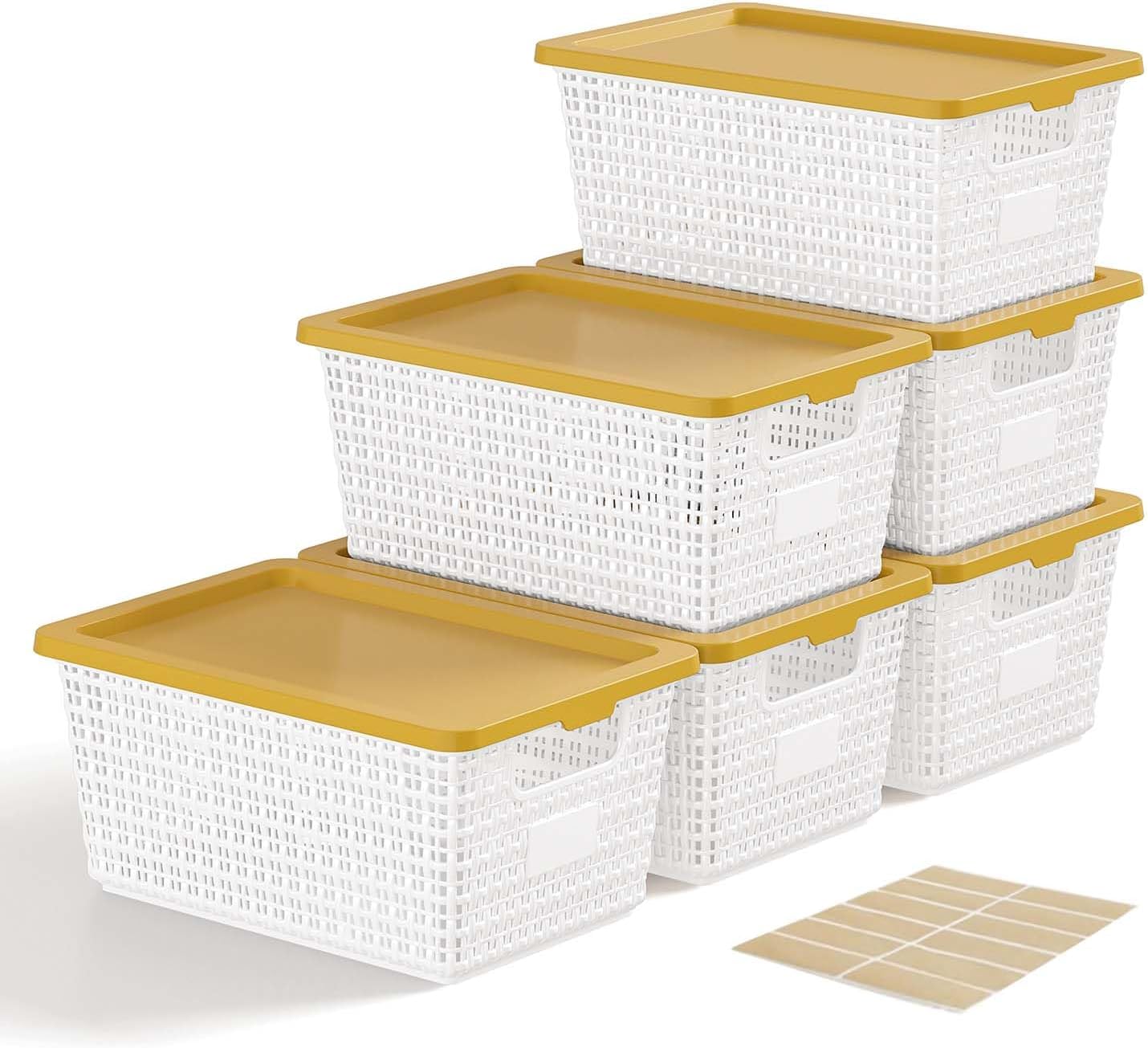 EOENVIVS Storage Bakets with Lids 6 Pack, Stackable Organizer Bas
