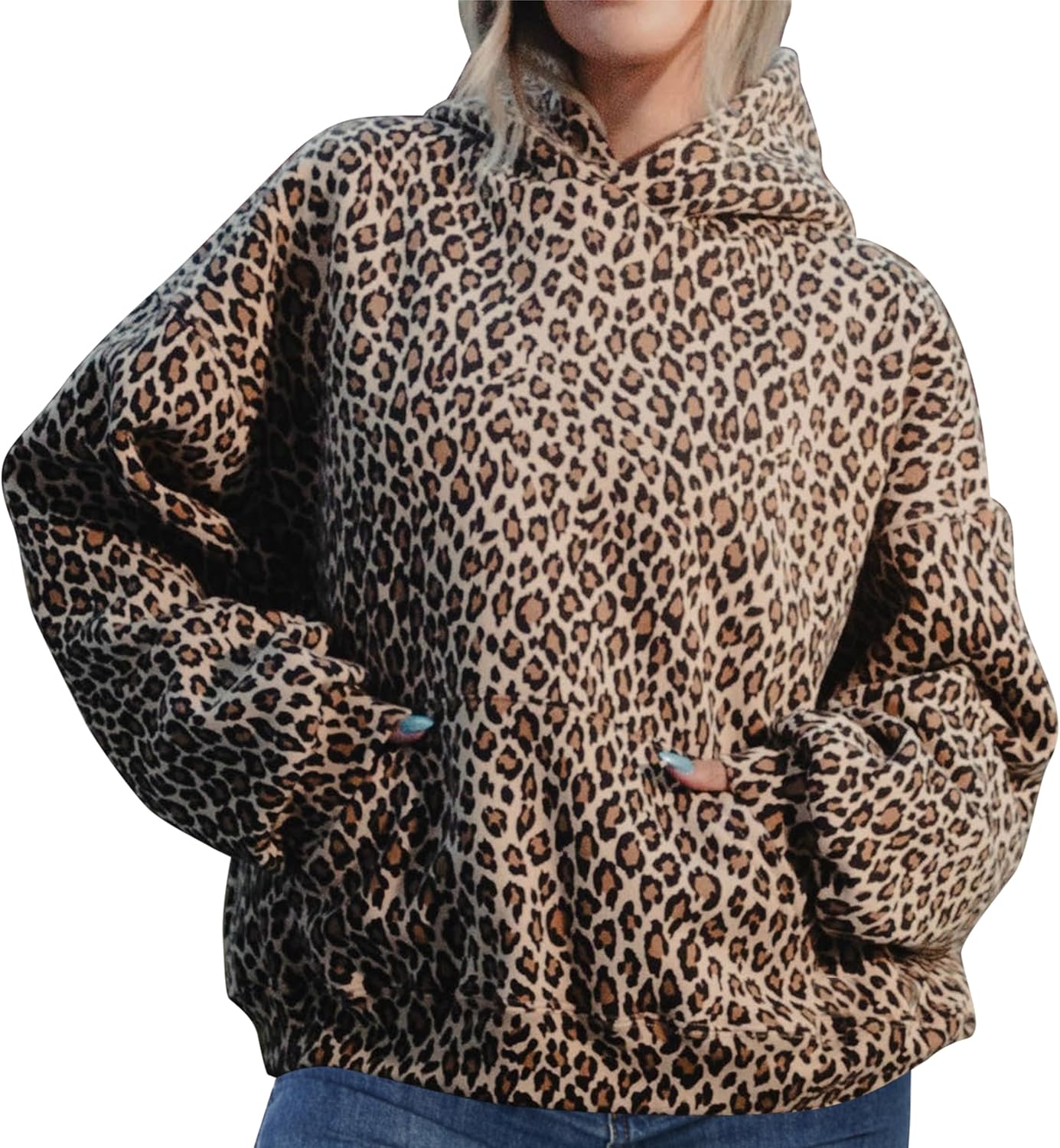 ACCPUR Leopard Print Hoodies for Women Oversized Cheetah Hoo deal at Amazon