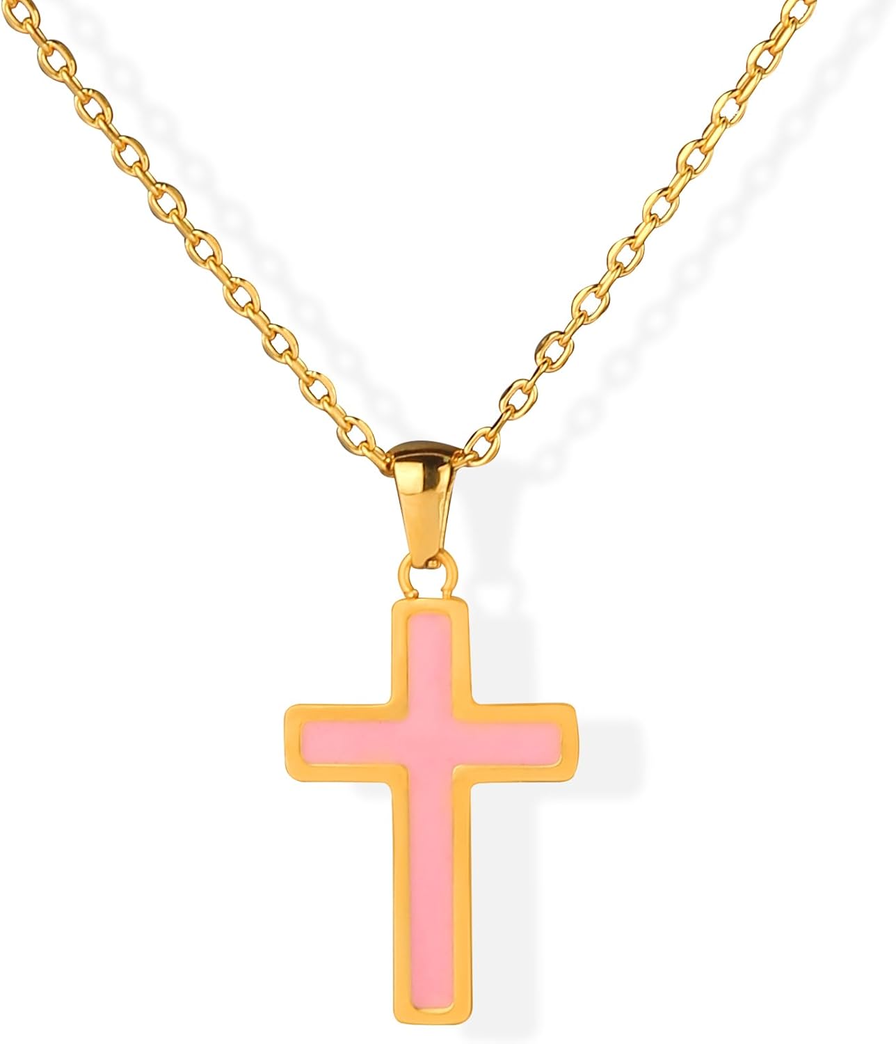 HGXZKJGS Pink Cross Necklace for Teen Girls, Cute Glow in the Dar