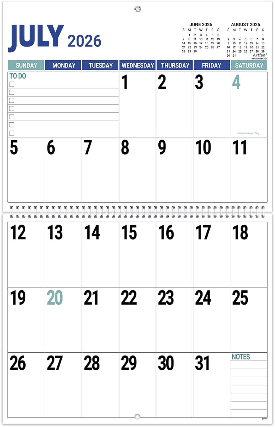 Wall Calendar 2026-2027 – 2026-2027 Large Wall Calendar, Jul. 202