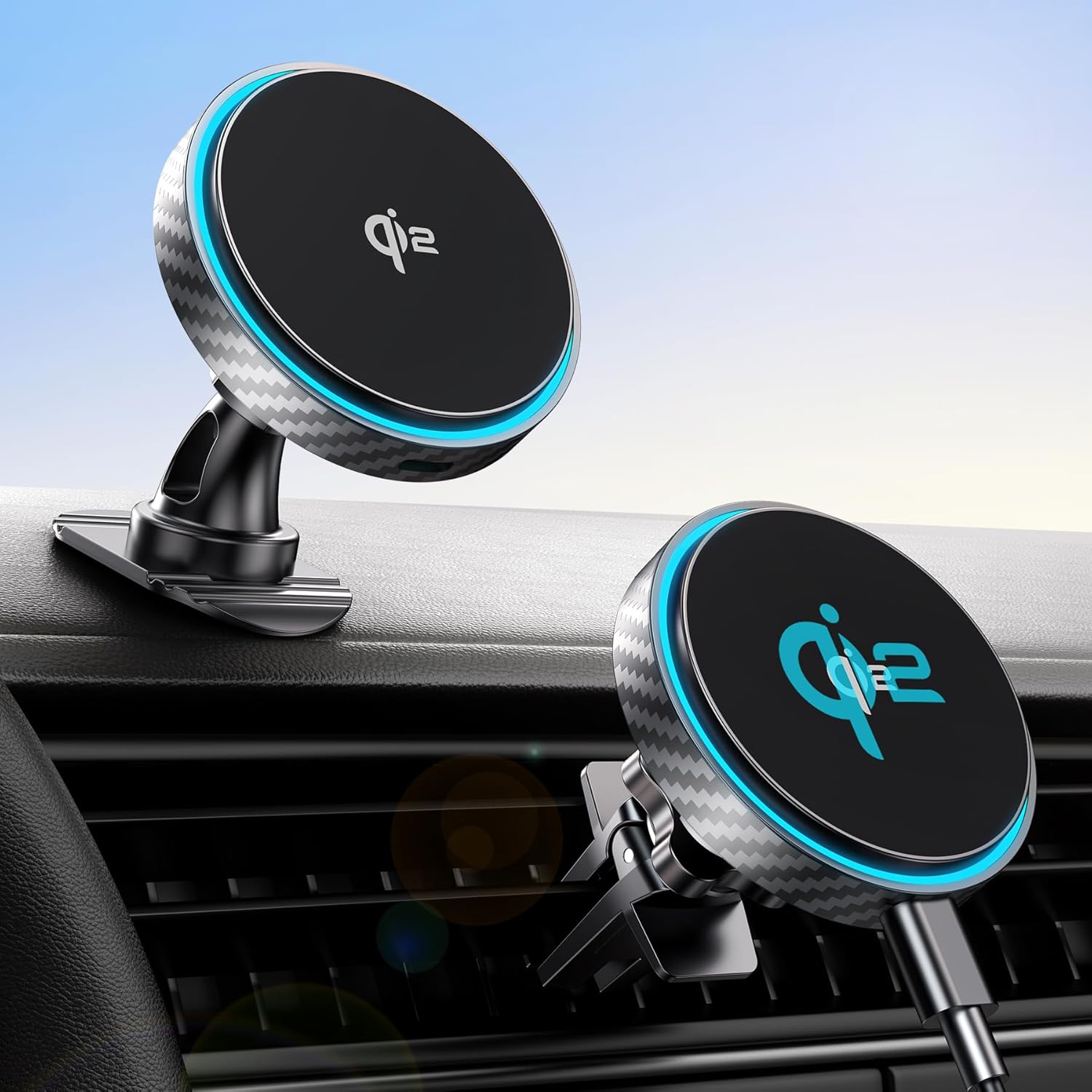 GuMosh for Magsafe Car Mount Charger [Qi2 Certified-15W], 360° Ro