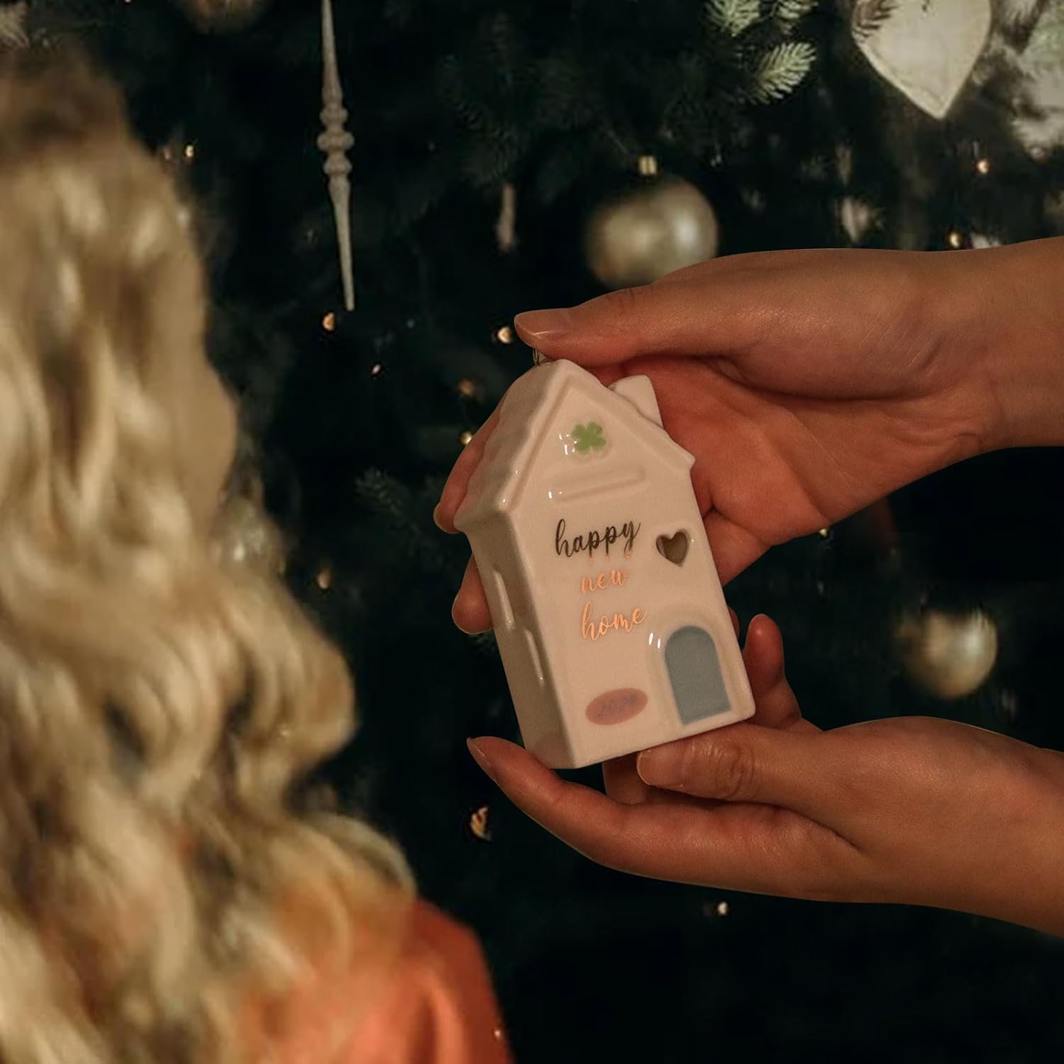 Housewarming Gift for New Home 2024, White Ceramic House Keepsake