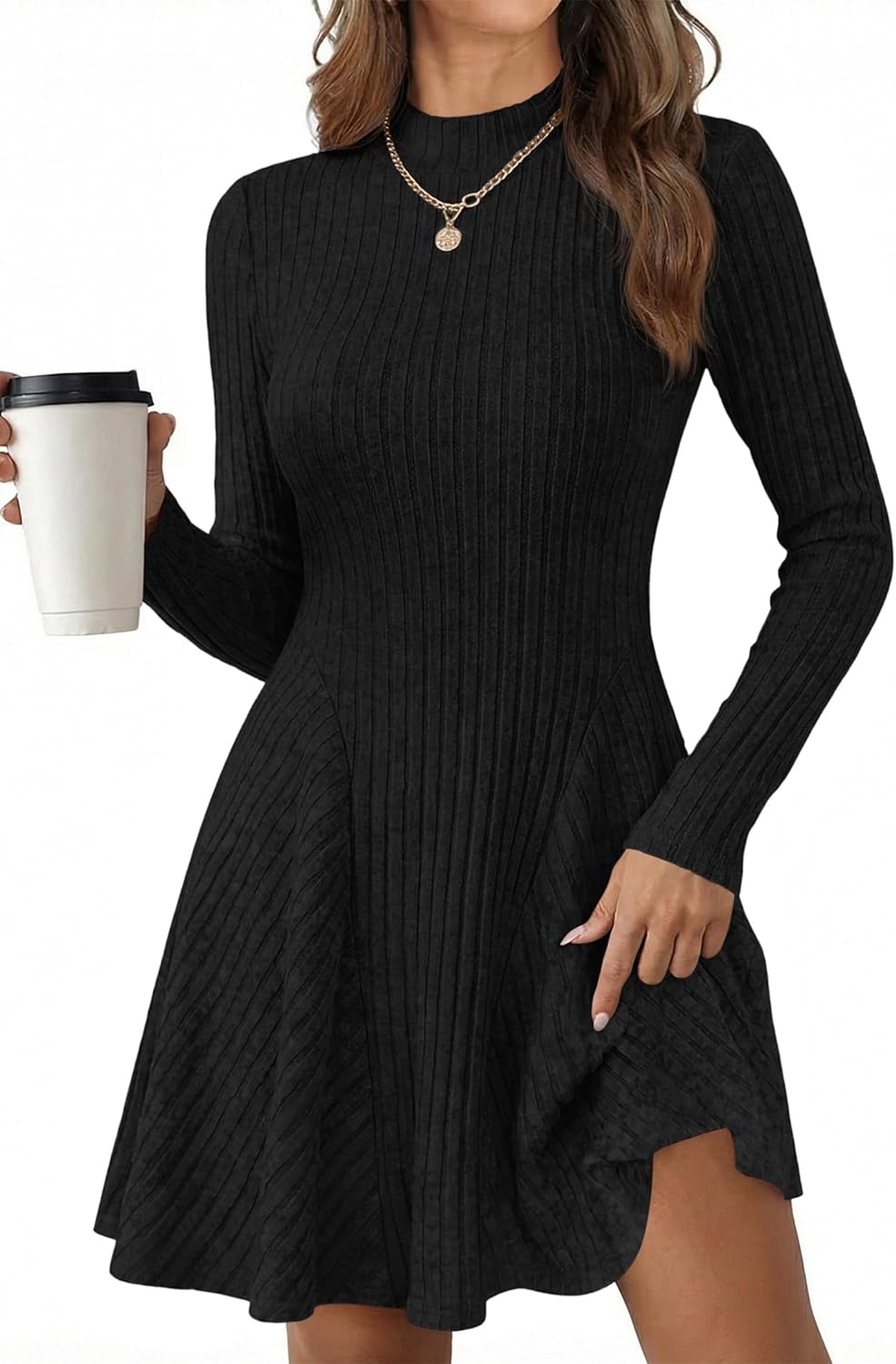 KIRUNDO Sweater Dress for Women 2026 Spring Fall Long Sleeve Mock