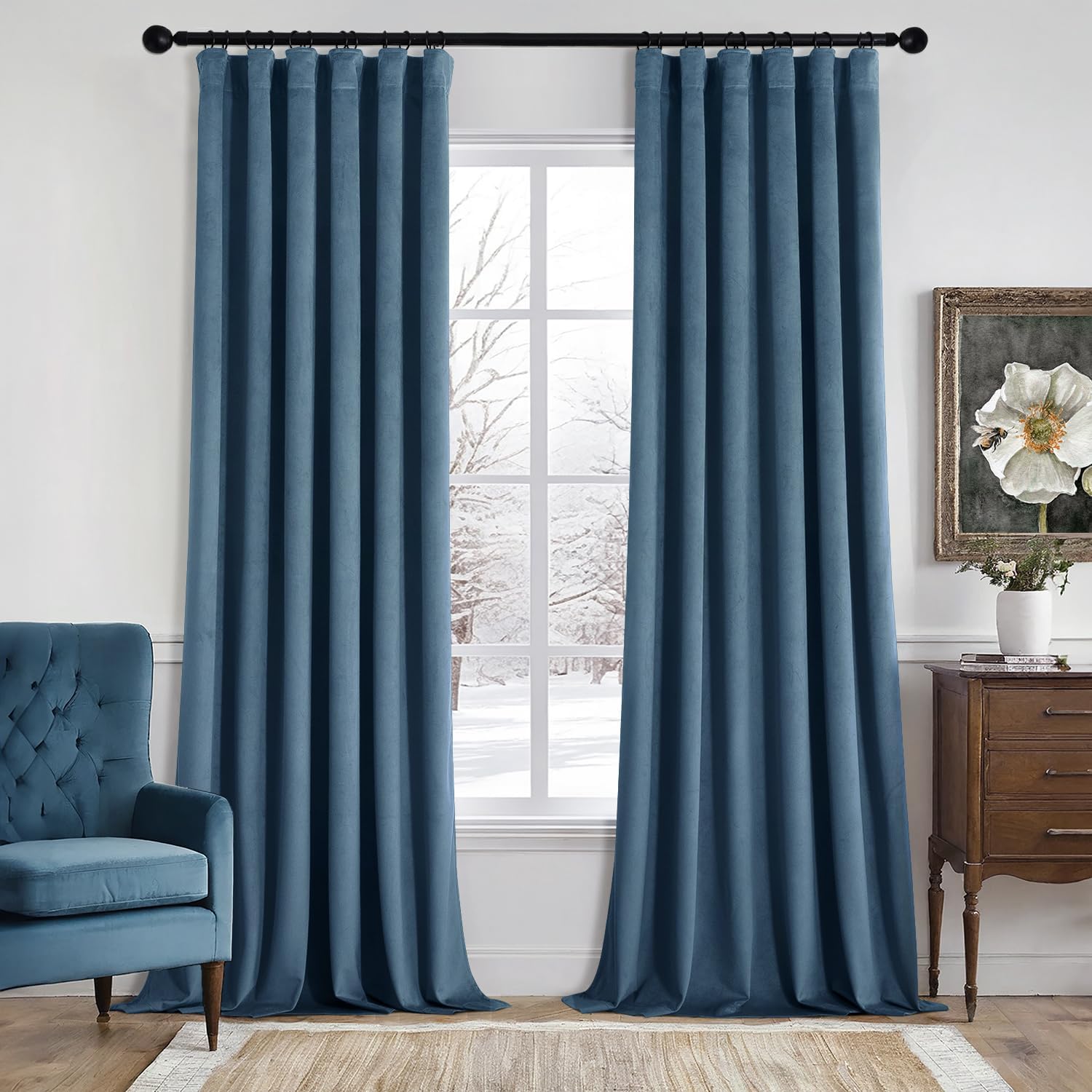 MIULEE Velvet Curtains 108 Inch Length 2 Panels Set for Bedroom,