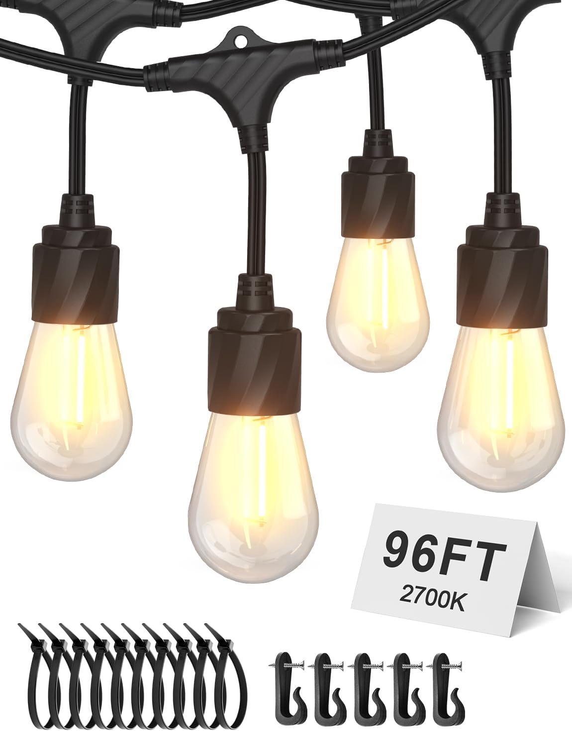 XMCOSY+ 96FT Outdoor String Lights, Patio Lights Outdoor Waterpro