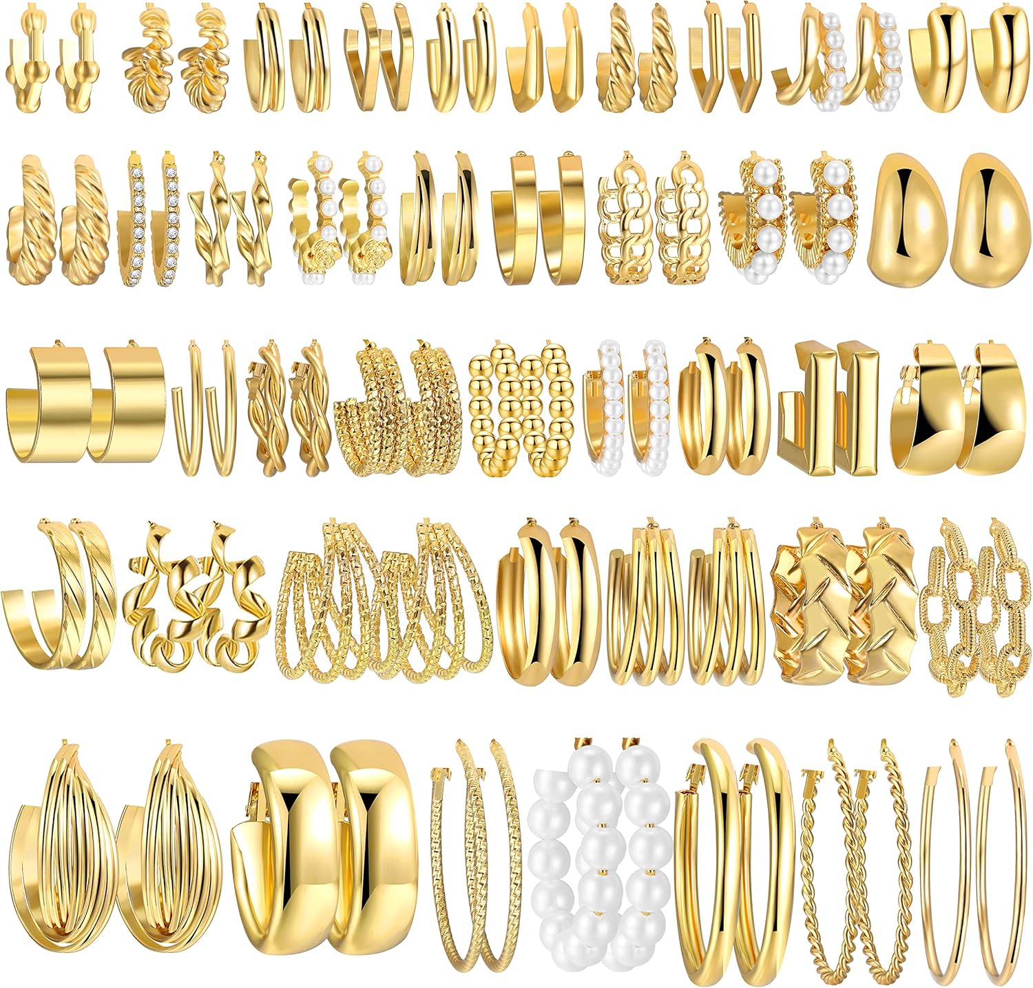 Gold Hoop Earrings 42-Pairs Set $8.99 Shipped at Amazon