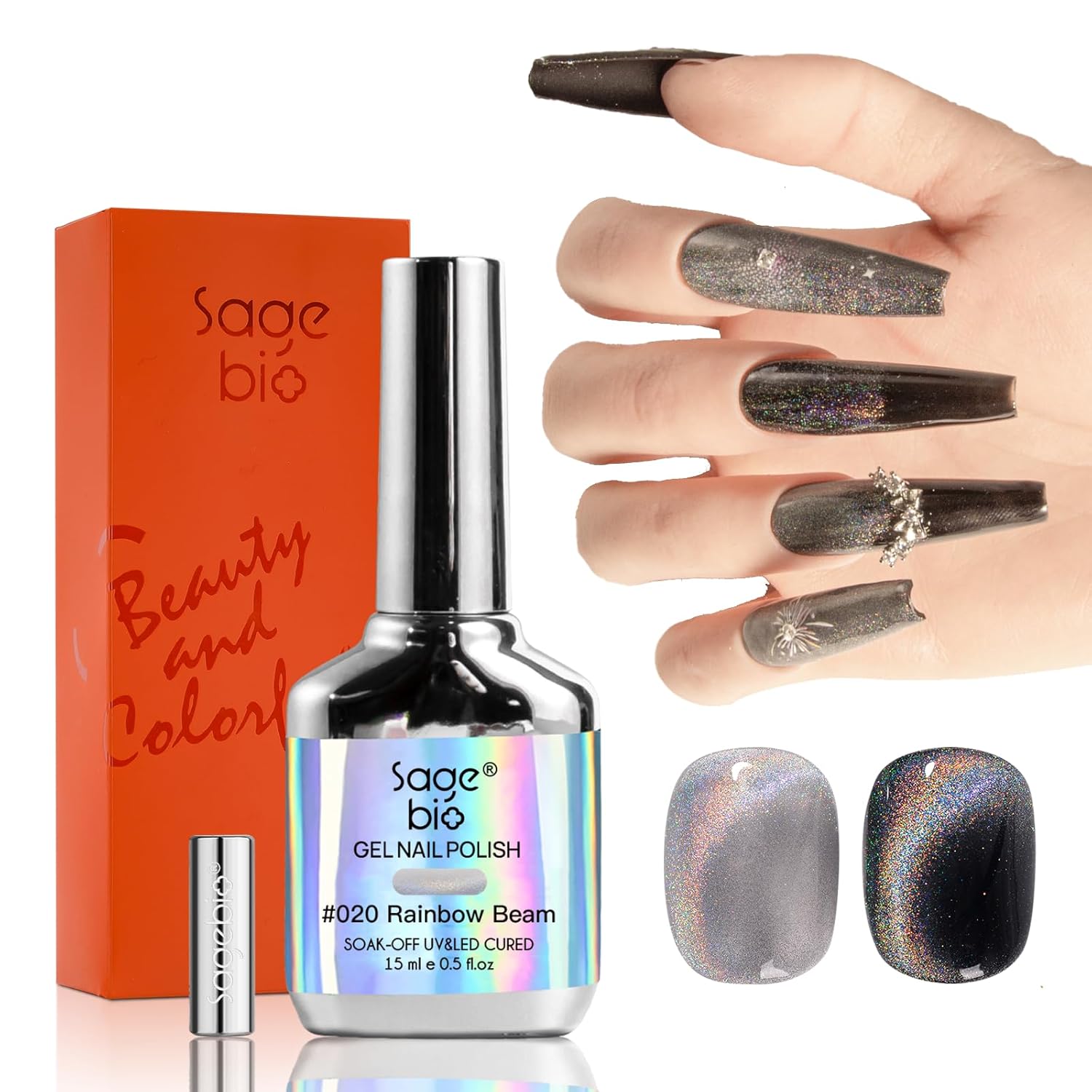 Cat Eye Gel Nail Polish with Magnet Stick, 15ml Magnetic Gel, Cre
