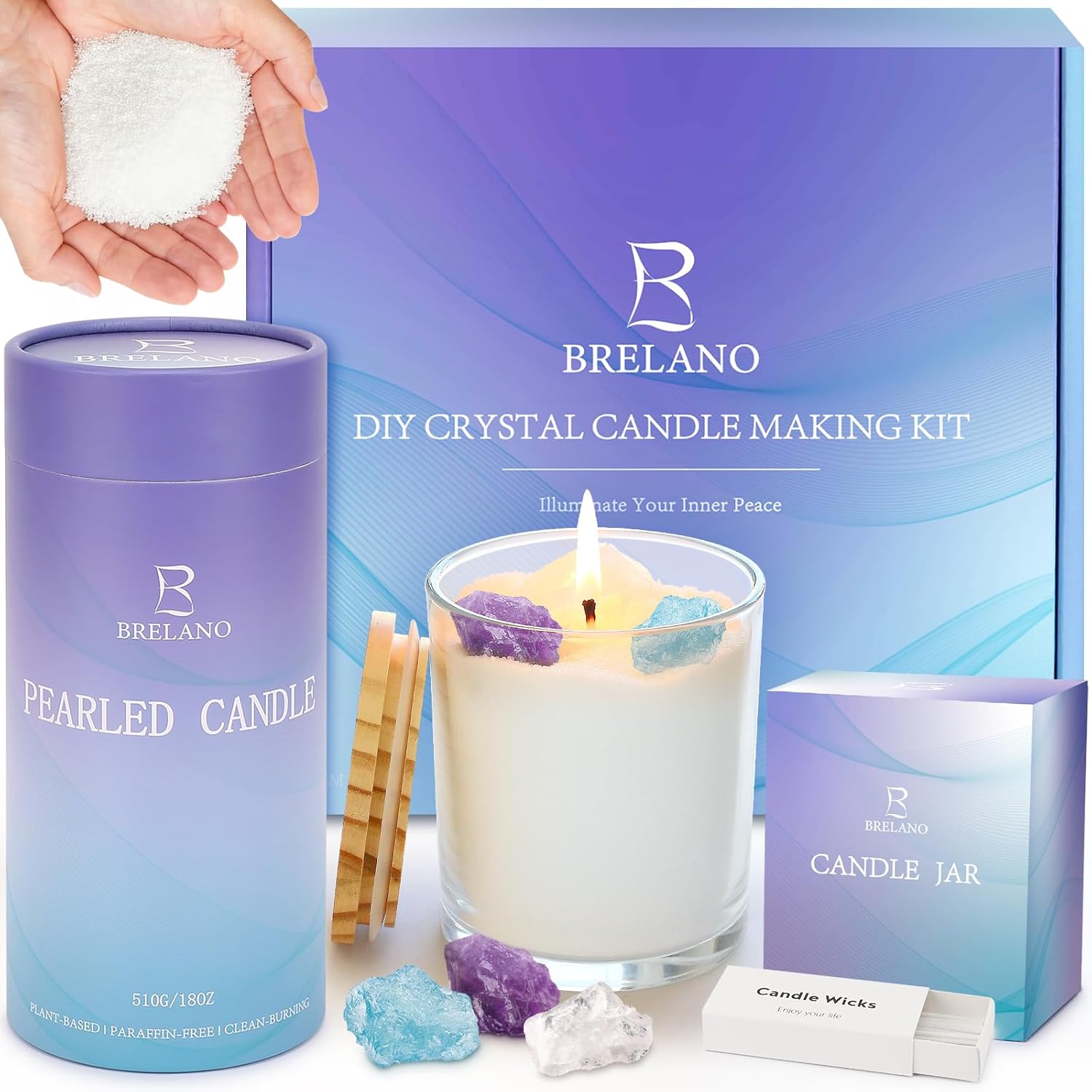 BRELANO Crystal Candle Making Kit – No-Melt Candle Sand, 18 oz Pe