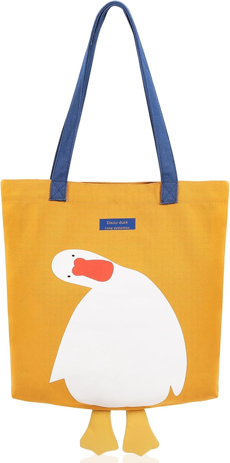 MEETPET Cute Canvas Tote Bag for Women Reusable Cotton Cloth Bag