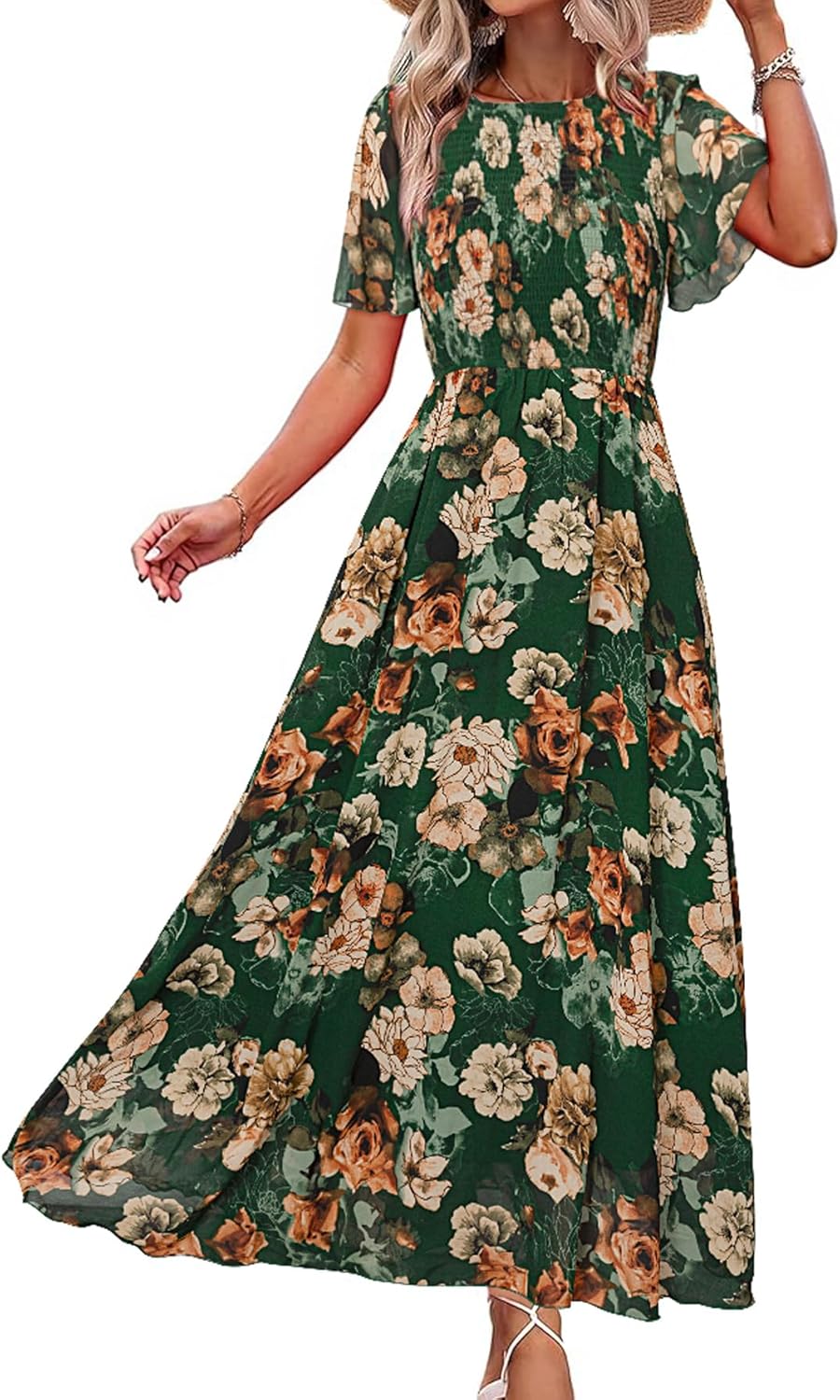 Simplee Womens Spring Floral Maxi Wedding Guest Dress Bohemian Sh