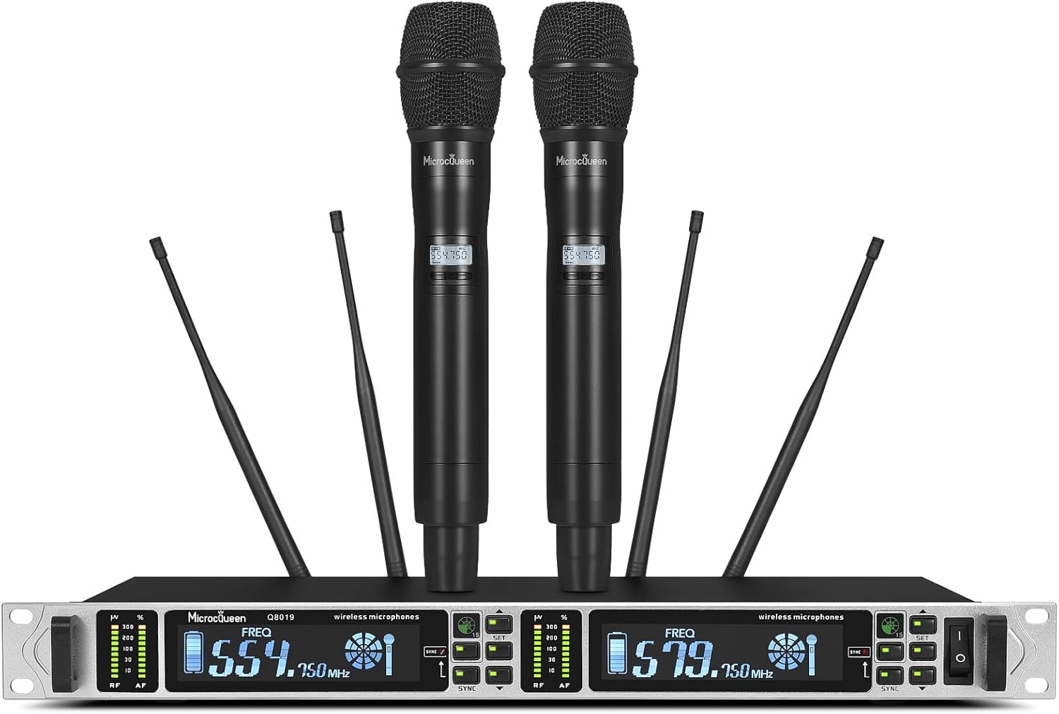 MicrocQueen Professional UHF Wireless Microphone System, Dual Cha
