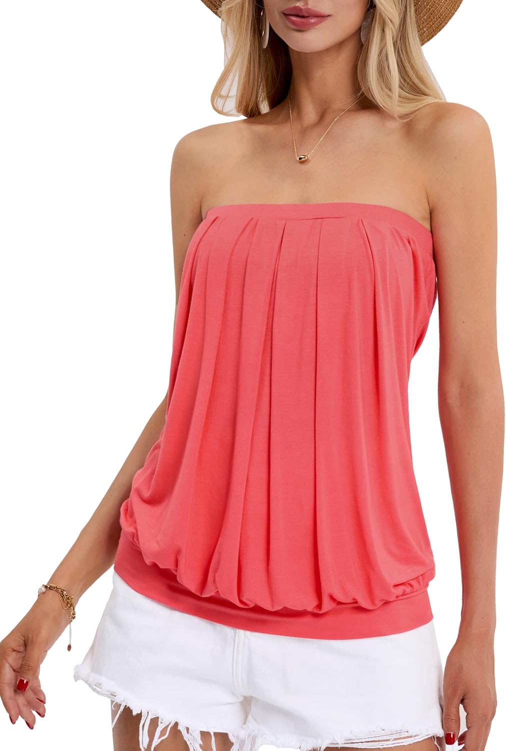 DJT FASHION Women’s Tube Tops Strapless Bandeau Tank Strapless Bl