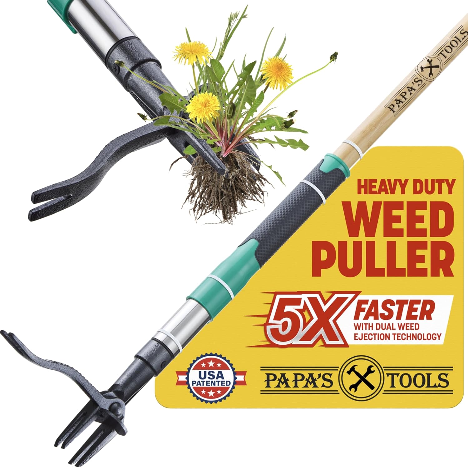Papa’s Tools Weed Puller Tool, 44″ Stand Up Weeder Garden Tools &