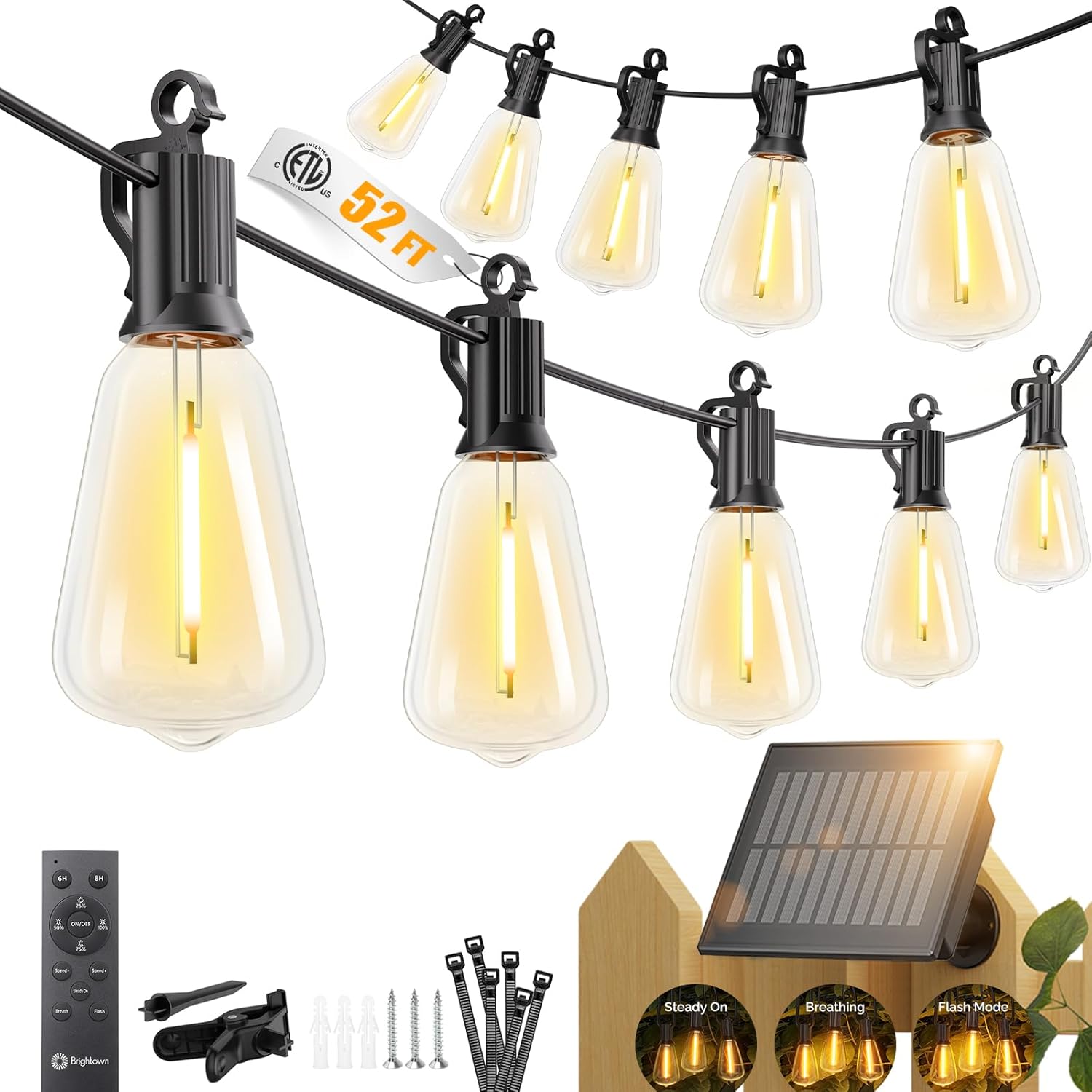 Brightown 52FT Solar String Lights Deal at Amazon: $19.99