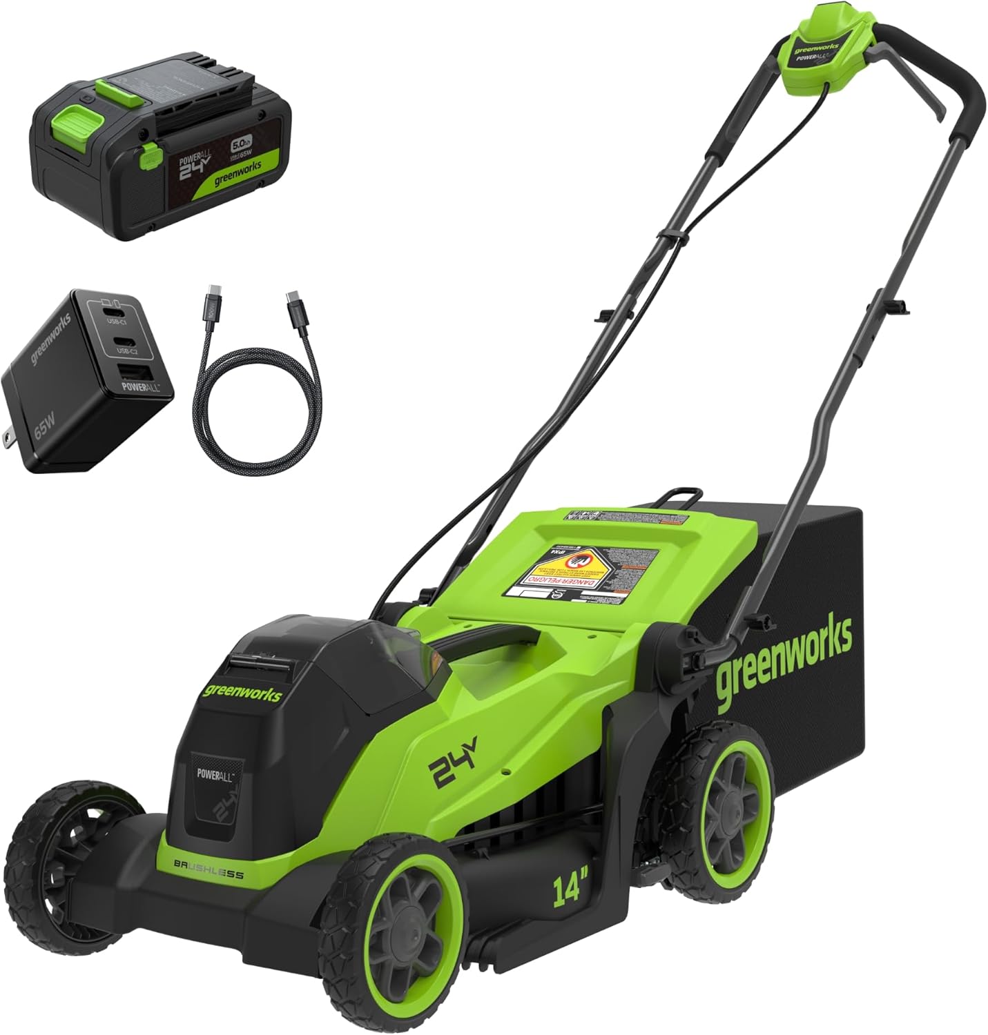 Greenworks 24V 14″ Cordless Lawn Mower Kit Deal at Amazon: Save $170