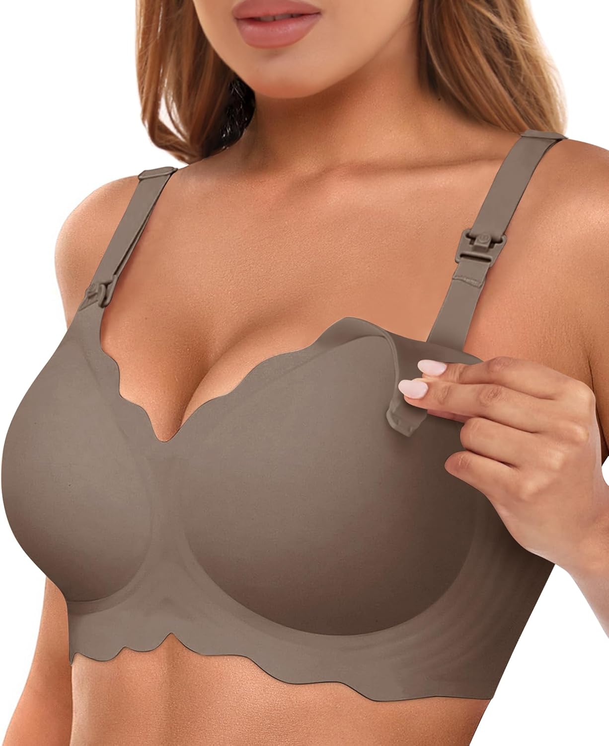 Easybunny Scalloped Nursing Bras for Breastfeeding Seamless Wirel