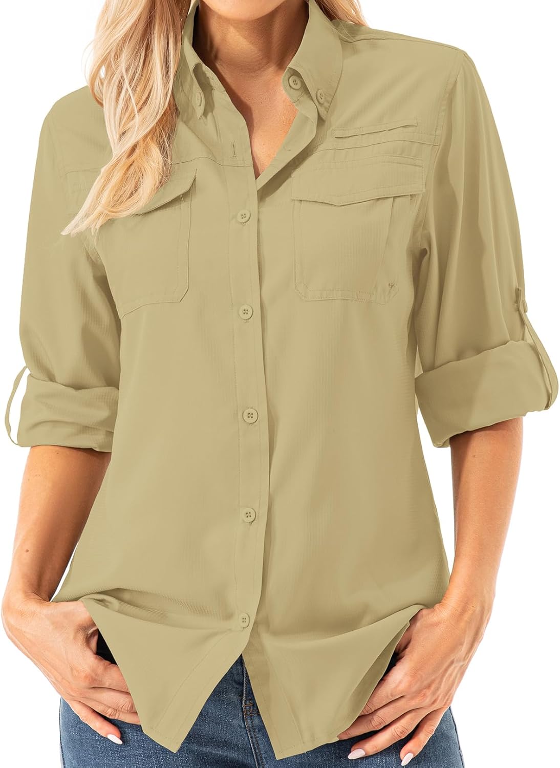 Womens UPF 50+ UV Sun Protection Safari Shirts Long Sleeve Outdoo