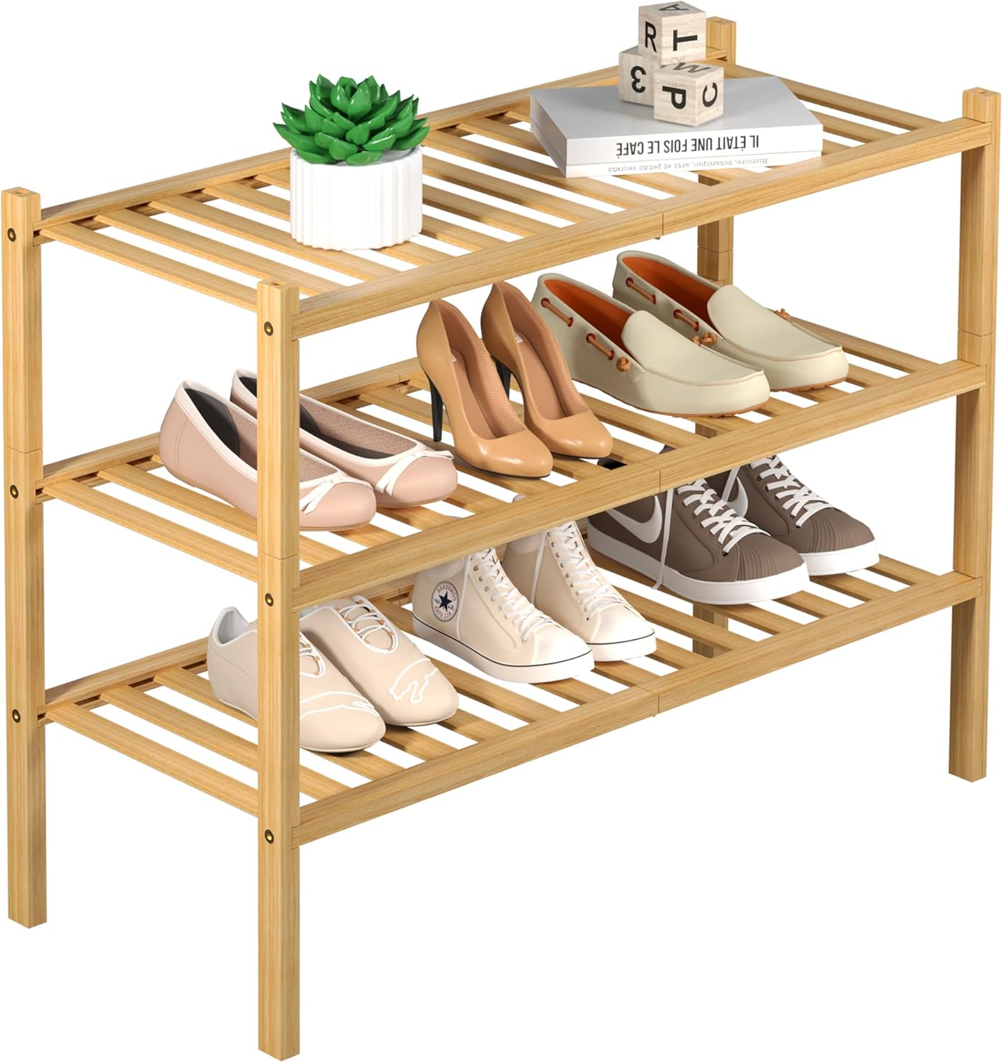 $17.xx 3-Tier Bamboo Shoe Rack Organizer – Space Saving Storage D
