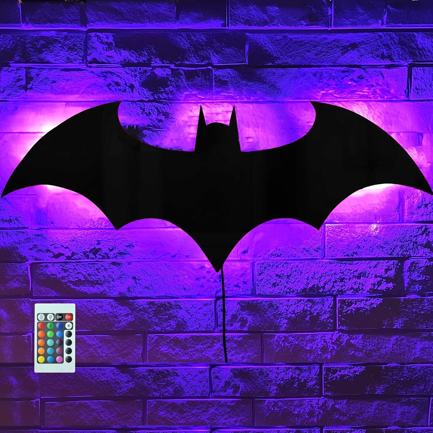 Bat Night Light Superhero LED Signal Cool Lamp with 16 Colors Rem