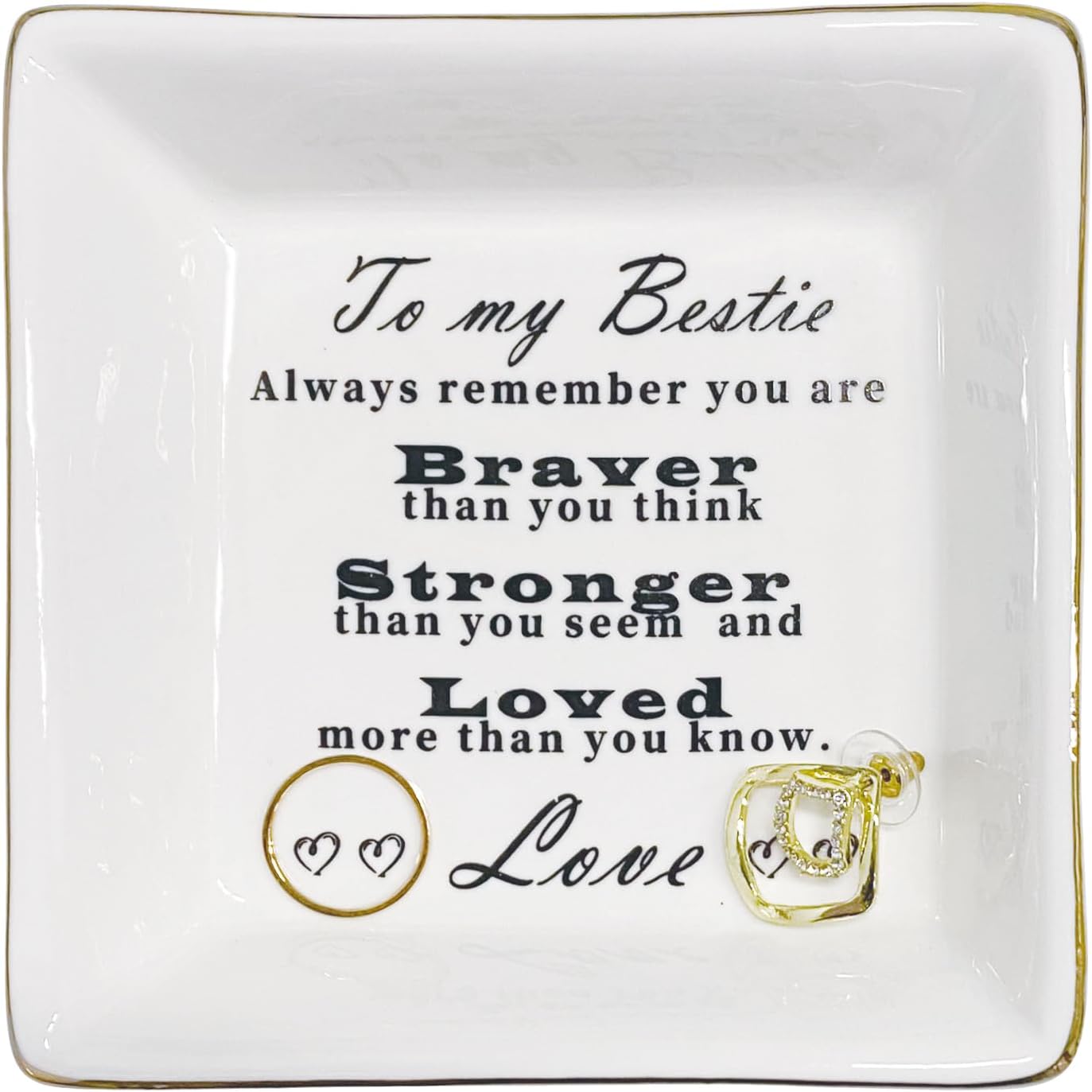 TIGERMILLION Bestie Friend Gifts for Women Ceramic Jewelry Plate