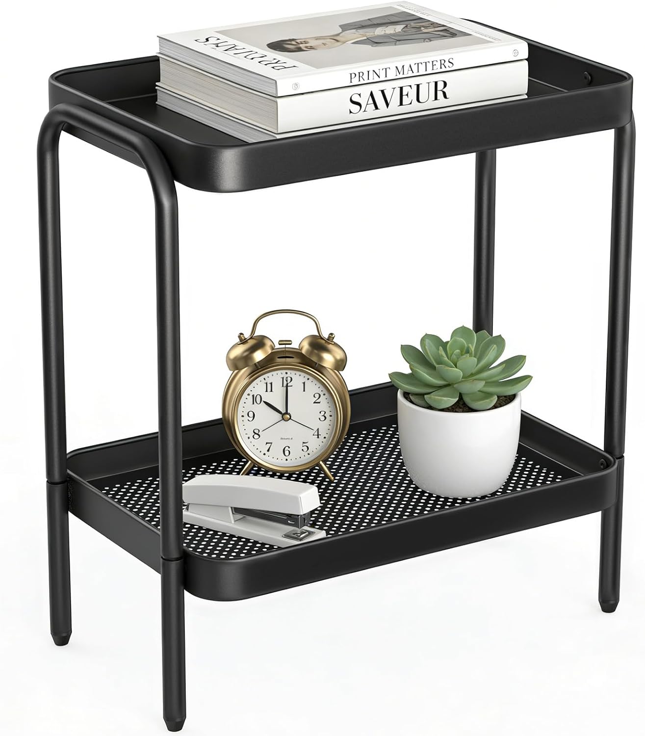 NobleForm 2 in 1 Desktop & Floor End Table with Storage Shelves,
