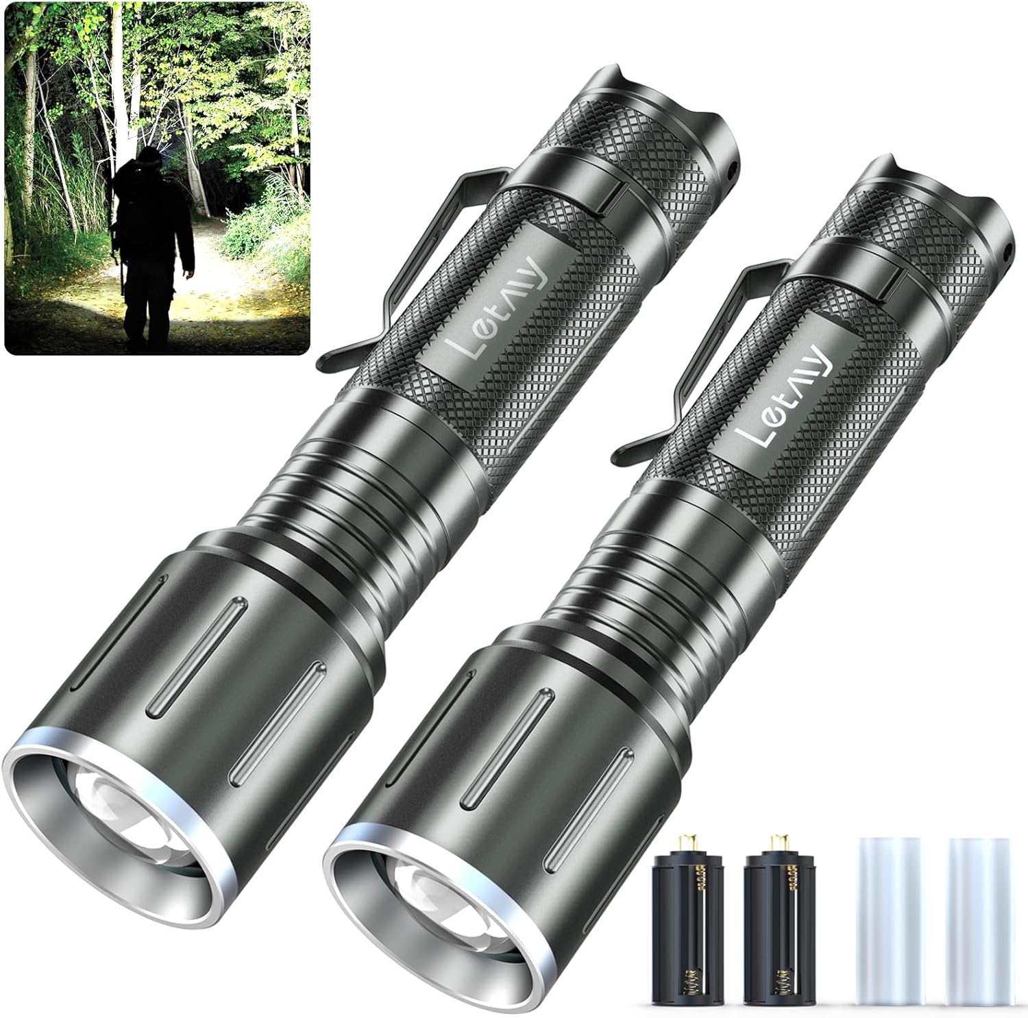 LETMY LED Flashlight 2 Pack – Super Bright Tactical Flashlights H