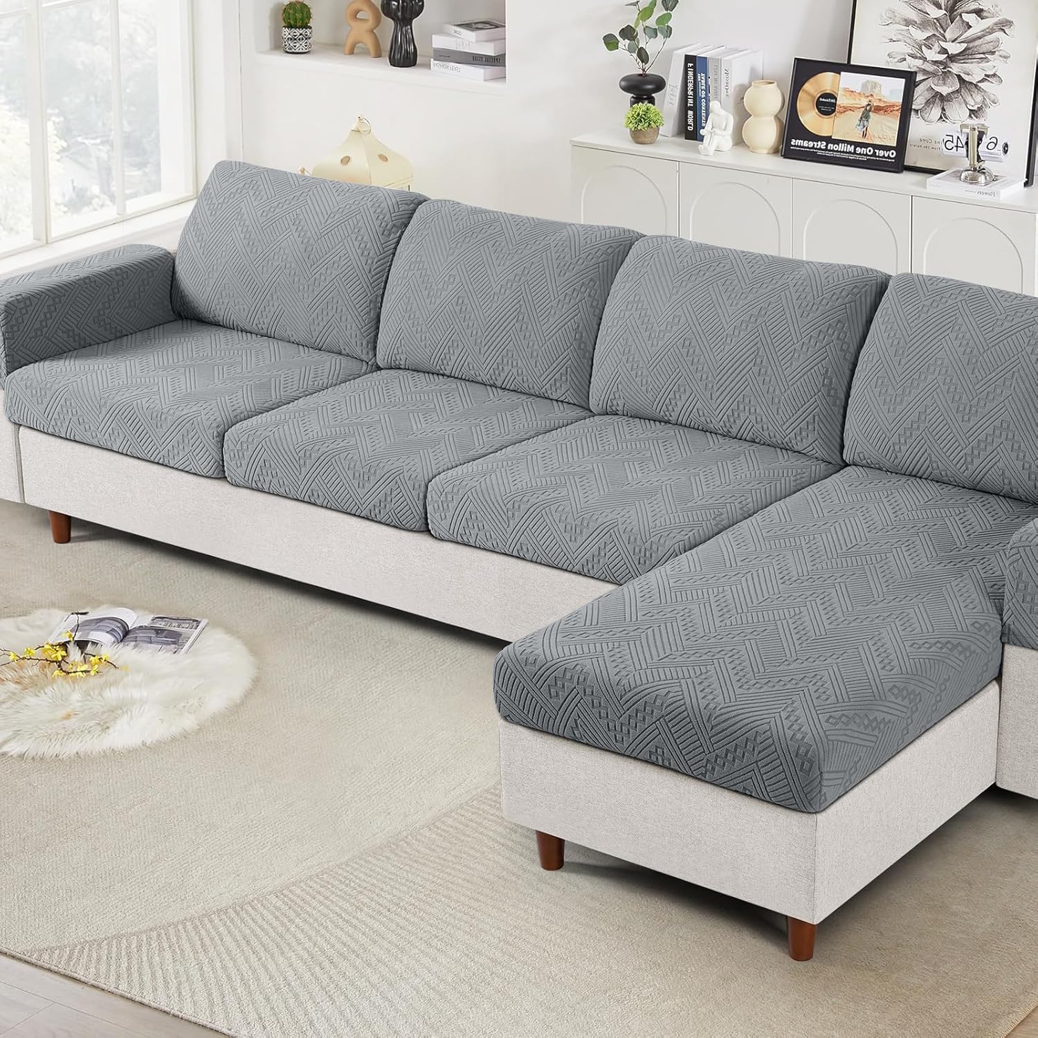 Ruaozz Couch Cushion Covers for Sectional Sofa Stretch Seat Cushi