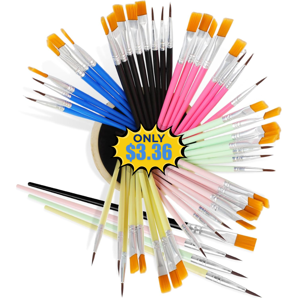 48 Pcs Acrylic Paint Brush Set Deal: Save 58%