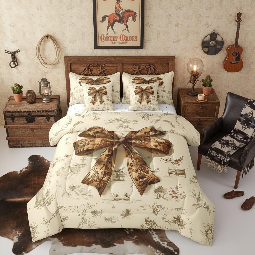 Erosebridal Brown Bowknot Bed in A Bag Full Comforter Set Deal at Amazon