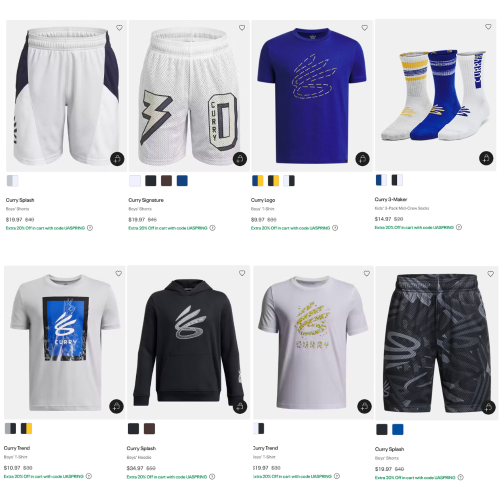 Curry Line Sale + Extra 20% Off at Under Armour