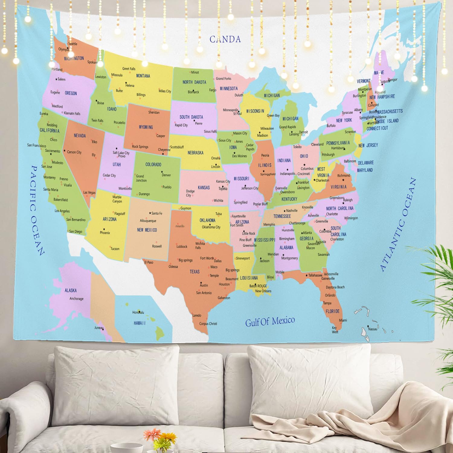Shrahala United States Map, World Map Tapestry Science Tapestry U