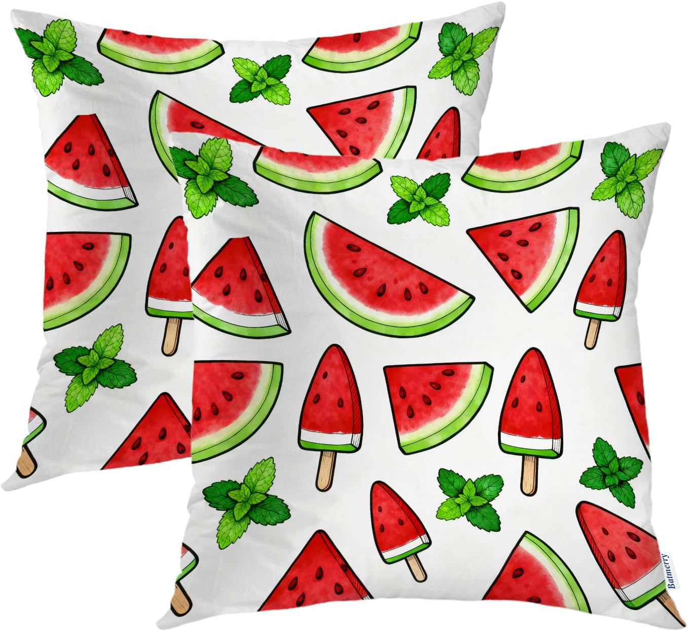 Batmerry White Summer Watermelon Throw Pillow Covers,Red Cute Dec