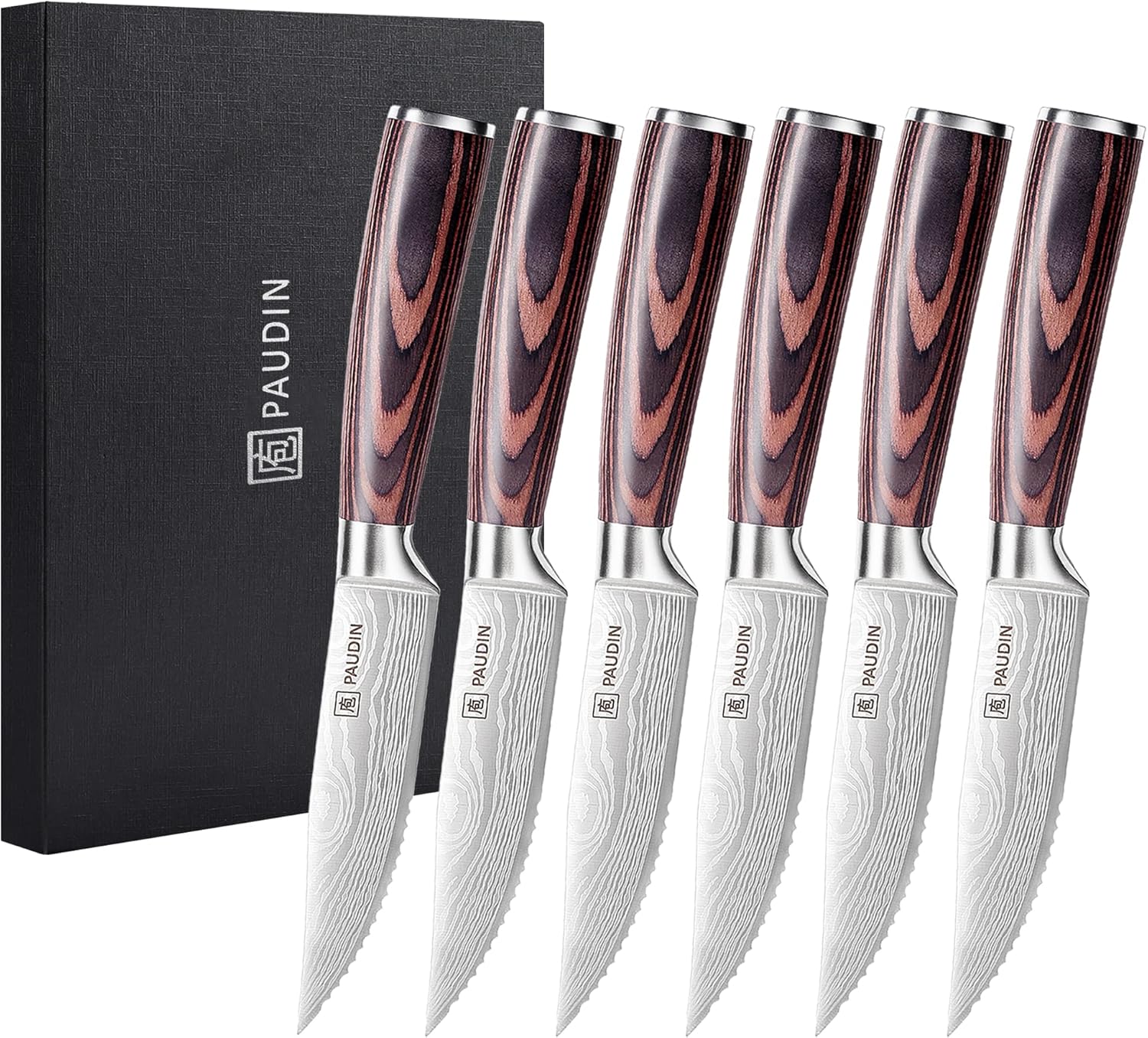 PAUDIN Steak Knives Set of 6, Ultra Sharp Steak Knives 5.25 inch,