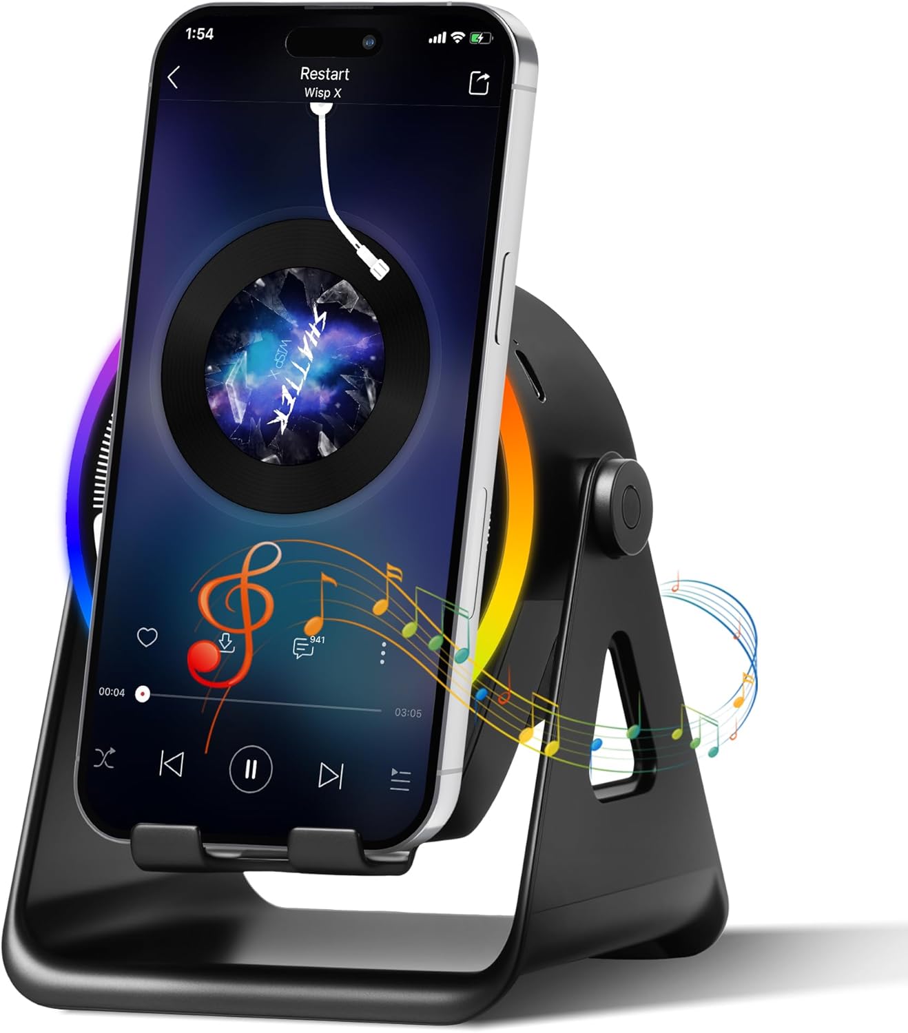 Cawinii Wireless Induction Bluetooth Speaker, 4-in-1 with 360° Ro