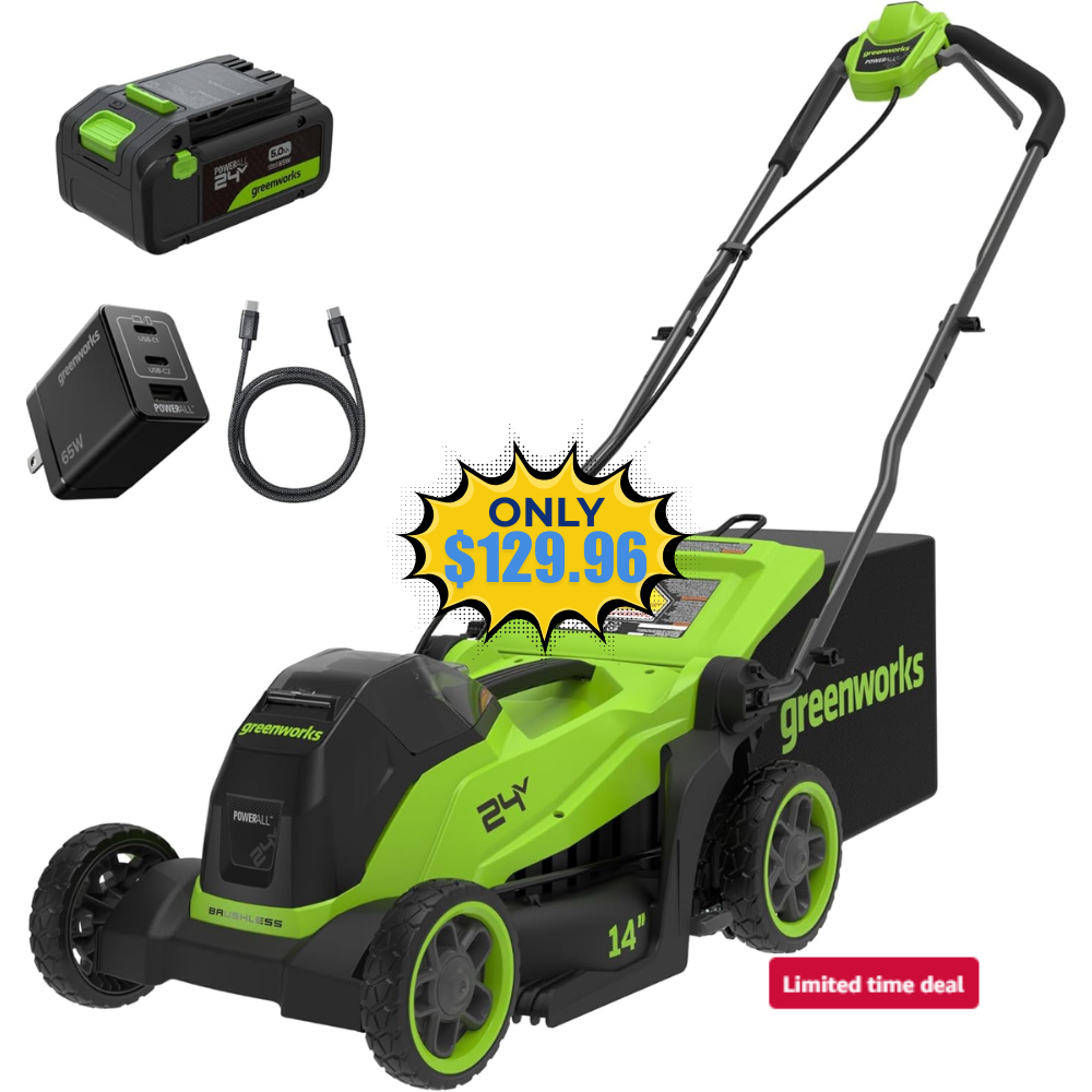 24V 14 Brushless Cordless Lawn Mower Kit Sale: Save 52%