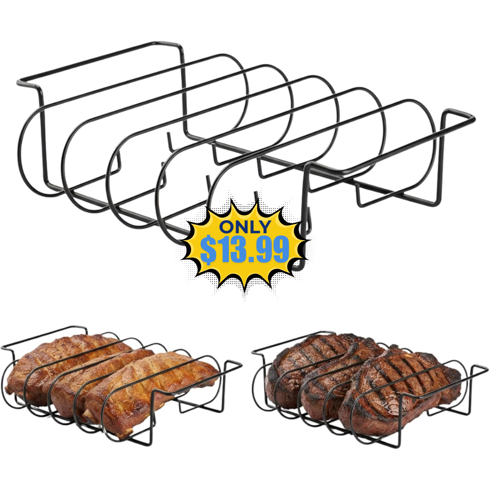 Rib Rack for Smoking and Grilling Deal at DealsFinders.com