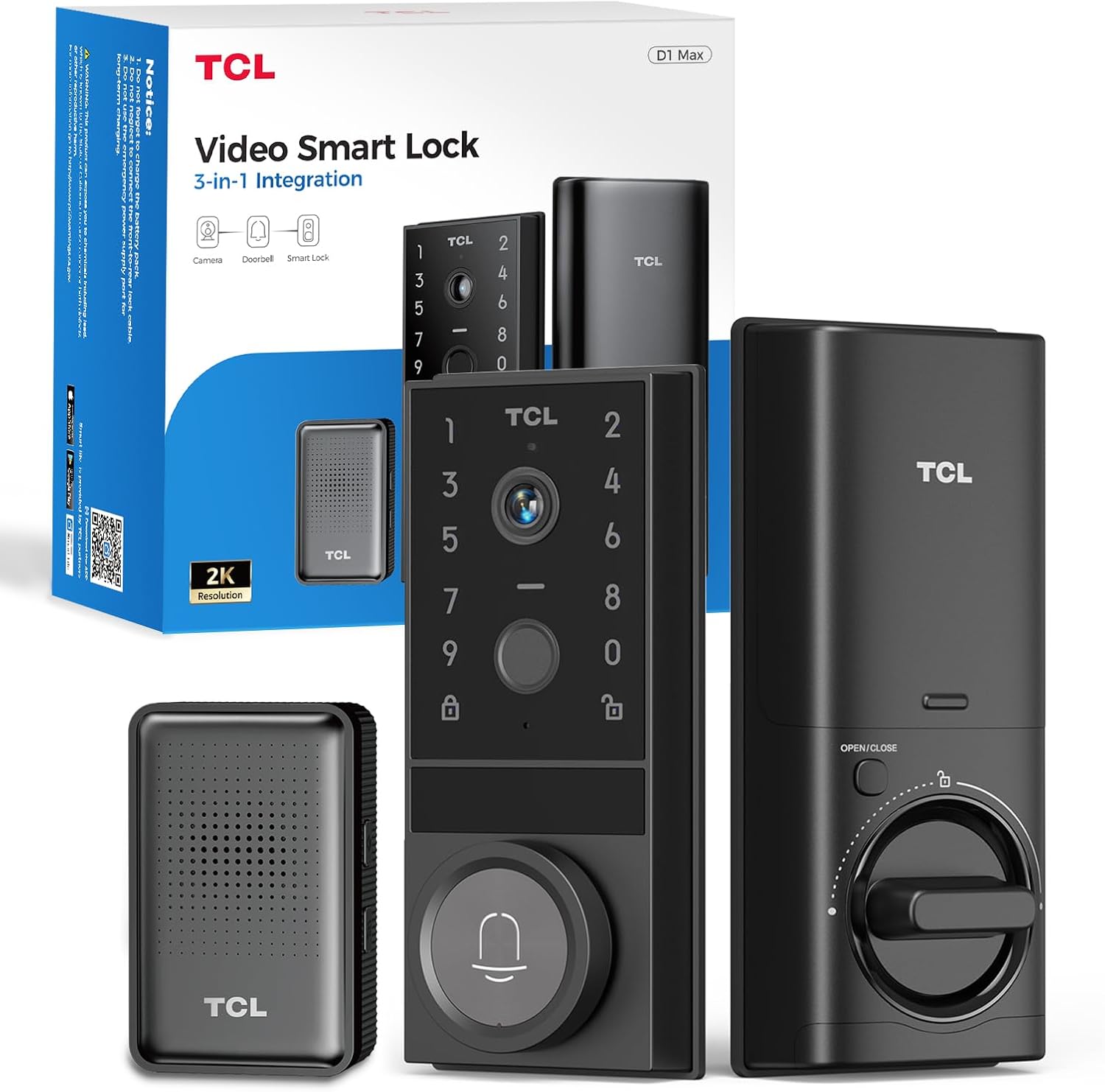 TCL Video Smart Door Lock D1 Max, 3-in-1 2K Camera+Doorbell+ deal at Amazon