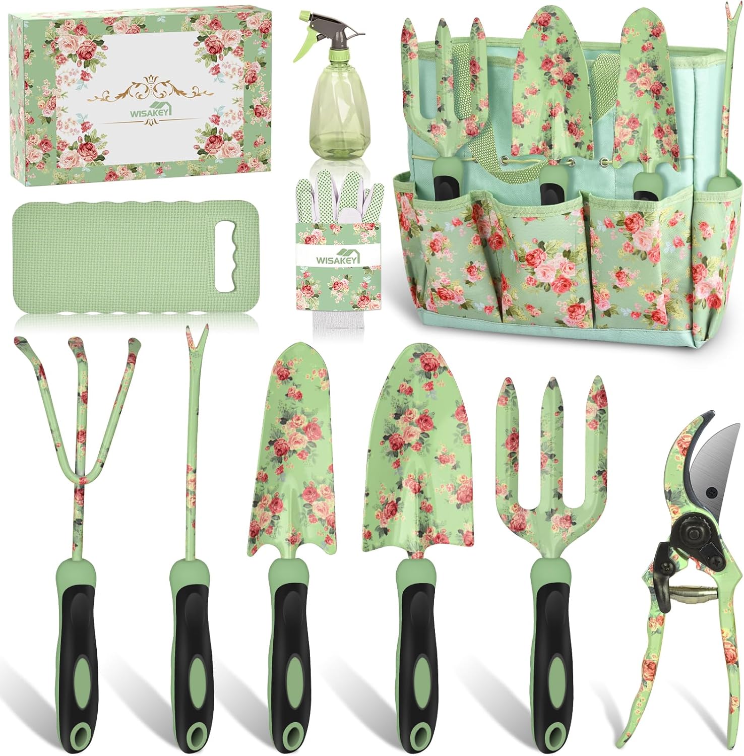 Gardening Tools, WisaKey 10 Piece Heavy Duty Garden Tools Set wit